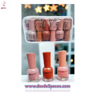 Set de 12 Esmaltes diferentes tonos NUDE 16ml. FAVORBEAUTY