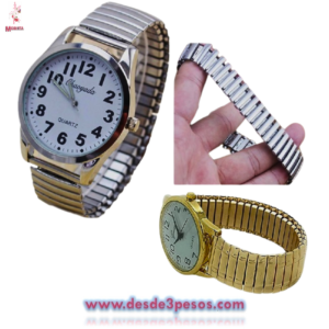 Reloj de acero inoxidable para hombre y plateado y dorado correa de resorte, pulsera el?stica