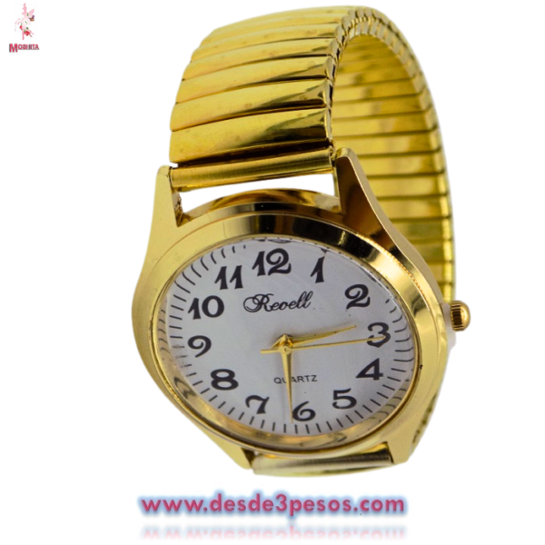 Reloj de acero inoxidable para hombre y plateado y dorado correa de resorte, pulsera el?stica - Imagen 3