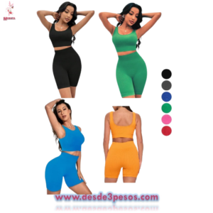 Conjunto deportivo de dos piezas para mujer, conjunto de Top y pantalones cortos