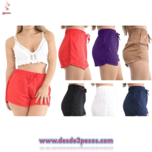 Shorts de Dama Unitalla tela Nailon colores lisos da hasta una talla 34 aprox.