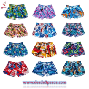 Shorts de Dama Unitalla tela Nailon con Estampado . da hasta una talla 34 aprox.
