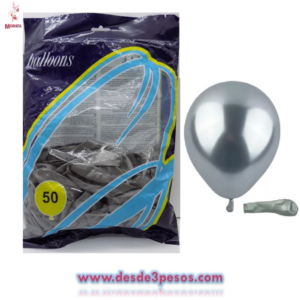 Bolsa con 50 globos en color plata #8