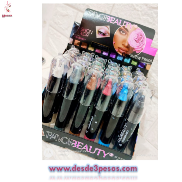 Crayon para parpados cremoso en colores brillosos FAVOR BEAUTY caja con 24pza. Precio por 1pza. 11 x 2cm. - Imagen 2