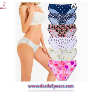 Panty Bikini en tela Invisible decorada Unitalla da una talla 30 a una 32 aprox.