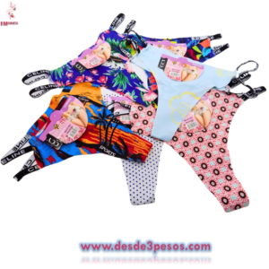 Panty Tanga Tela Invisible decorada con dos resortes a los costados da una talla 28 a una 32aprox. Unitalla