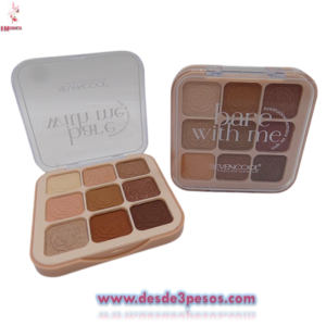 Estuche de Sombras 9 Tonos NUDE Matte y Brillosos 8.5 X 8.5cm. Caja con 12pza. Precio por 1pza.