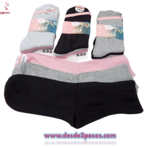 Paquete con 3 pares de Calcetas De Media Pantorrilla Para Mujer 30 cm