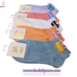 Tin para Niña en colores con Diseño talla 4-6 tela Ajustable bolsa con 12pares. Precio por 1 par