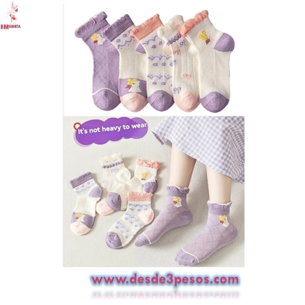 Calcetas para niña de 1 a 3 años en colores con decorativos