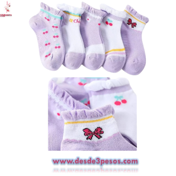 Calcetas para niña de 1 a 3 años en colores con decorativos - Imagen 2