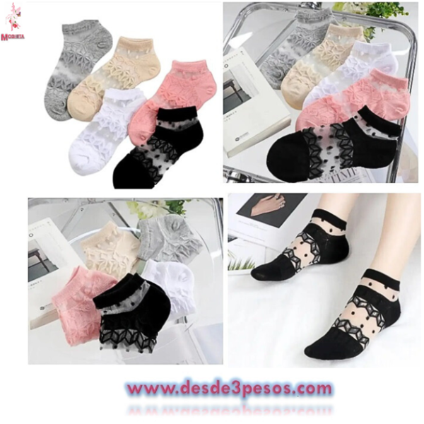 Calcetines tobilleros transparentes para mujer, medias suaves unitalla - Imagen 3