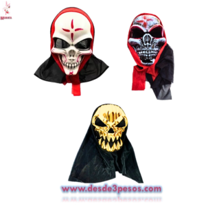 Mascara con Velo para Halloween de plastico resistente 3 modelos 25 x 17cm.
