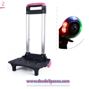 Carrito para mochila con LUZ y varilla para niños plegable portátil con 2 ruedas, D12282 D12282, 90 x 30cm.