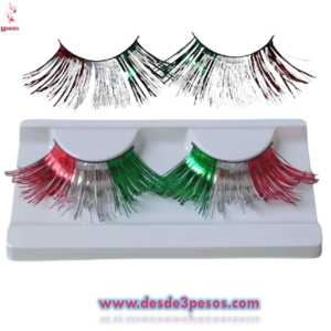 Par de pestañas Tricolor Metalicas 2.5cm. De largo x 5cm. De ancho caja con 10pza. Precio por 1pza.