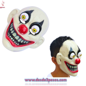 Mascara Payaso Joker Ojos Moviles para Halloween 26 x 20cm. Plastico Duro Resistente