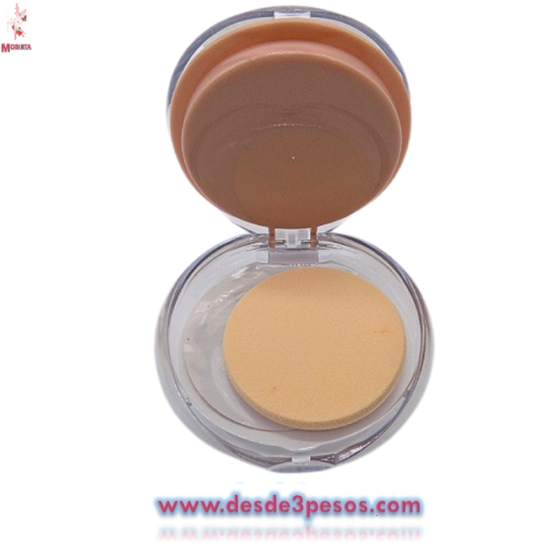 Base para Maquillaje con 3 Gamas, Polvo Compacto incluye esponja aplicador 8cm de diámetro - Imagen 2