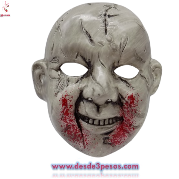 Mascara de Para Halloween de Plastico Duro Resistente en forma de BABY FACE TERROR 20 x 24 cm - Imagen 3