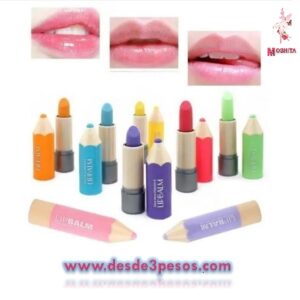 Paquete con 24 Lapiz Labial Balsamo con aroma presentacion de 6 tonos 8 x 3cm.
