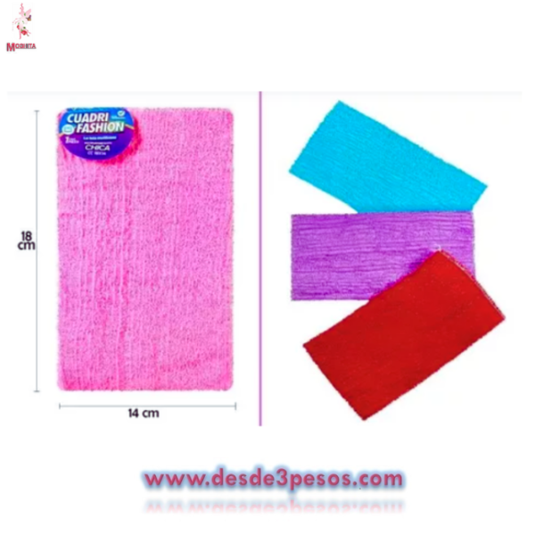 Cuadritela Chica.Cuadritela Chica Para Lavar Trastes 20cm. de Largo X 15cm en Varios Colores. - Imagen 2