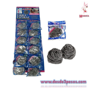 Carton con 12 PZA Fibra Metalica en Forma de Espiral de Acero Inoxidable.