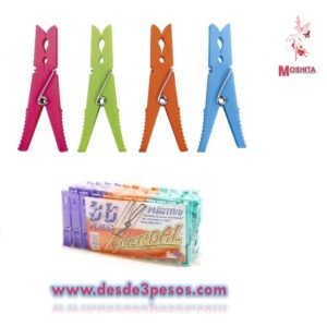 Paquete con 36 Pinzas Para Ropa con Resorte de Acero Inoxidable.