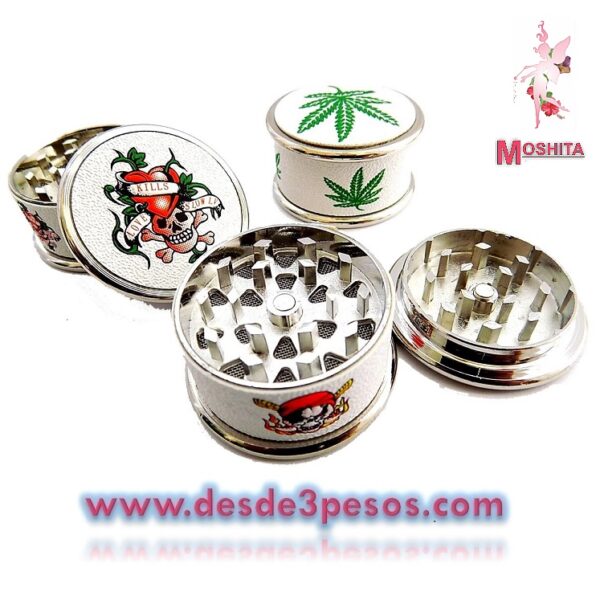 Moledor GRINDER de aluminio con tampa imantada estampado 2 x 3 cm