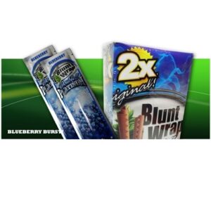 Sobre con 2 envolturas sabor MORA AZUL (BLUEBERRY ) para cigarros, Double Platinum