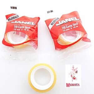 Bolsa con 50 piezas de Cinta Adhesiva Transparente Marca Janel 12mm X 10 m