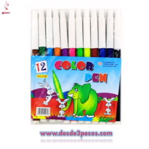 Paquete con 12 Plumines con 12 colores diferentes 13cm.