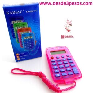 Calculadora Digital con cuerda para colgar KK-8961TC, 9.5cm x 5.5cm.