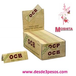 Papel para Rollar O C B Cañamo Organico Sin Blanquear, Goma 100% natural 1 1/4.