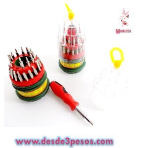 Estuche Desarmadores 30 cambios 11cm. De alto armado.