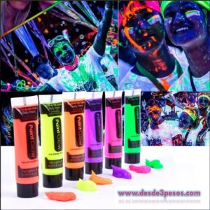 Pintura para el cuerpo y la cara que brilla en la oscuridad de color fluorescente 25 ml