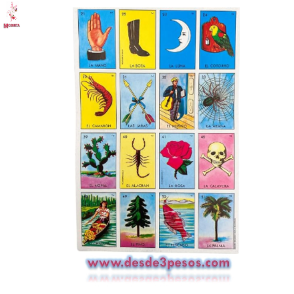 Loteria Grande 6 tableros 30 cartas, 21 X 14 cms. - Imagen 2