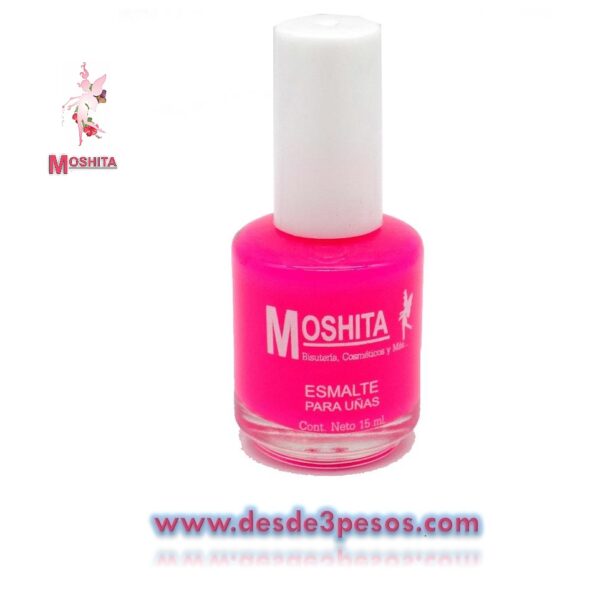 Esmalte para Uñas MOSHITA Color Rosa Neon con 15 ml.