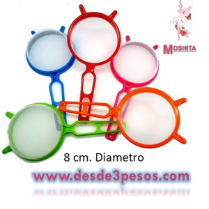 Colador de plastico Terrores # 8, en colores , 22cm. Largo, Rojo, Rosa, Verde, Azul, Naranja
