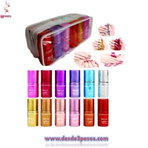 Caja c/12 Esmaltes Cromados Tipo Espejo 12 Colores diferentes, Max & More