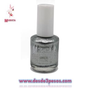 Esmalte para Uñas MOSHITA Color PLATA NACARADO con 15 ml.