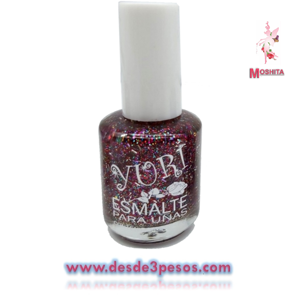 Esmalte para Uñas MOSHITA Color GLITTER COLORES con 15 ml.