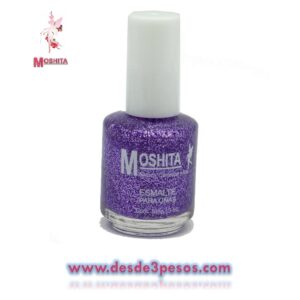 Esmalte para Uñas MOSHITA Color GLITTER MORADO con 15 ml.