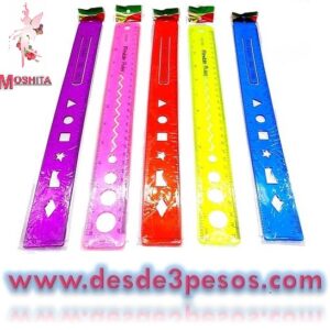 Paquete con 12 Regla Flexible 30 cms.en  varios colores