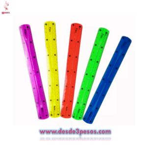 Regla Flexible Transparente 4 colores 30 cms.