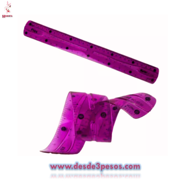 Regla Flexible Transparente 4 colores 30 cms. - Imagen 2