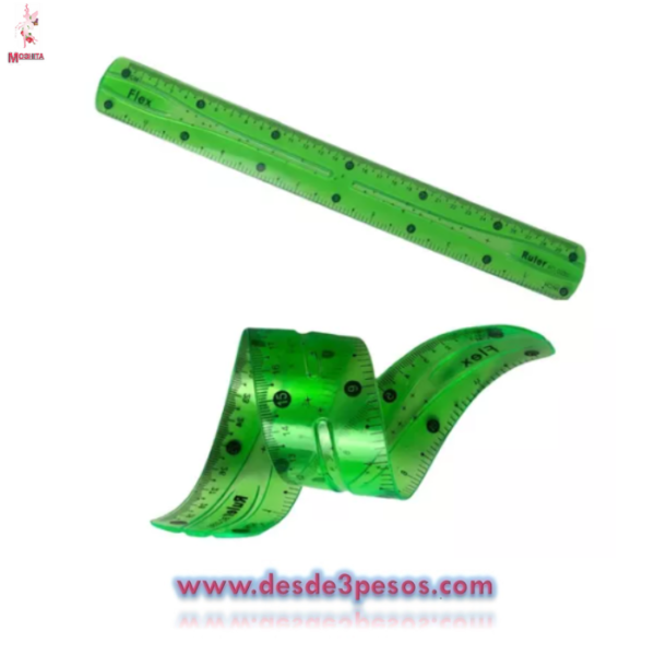 Regla Flexible Transparente 4 colores 30 cms. - Imagen 3