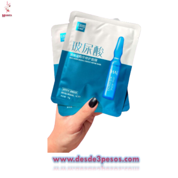 Mascarilla de Tela de Acido HIALURONICO CRISTAL, para piel mas Humectante y sin arrugas. Marca LIKEYA
