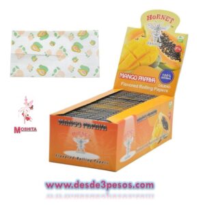 Papel para Cigarro HORNET Sabor MANGO PAPAYA Sobre con 50 sabanas