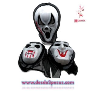 Mascaras para Halloween con Velo en Tres Modelos Diferentes 30cm. Aprox.