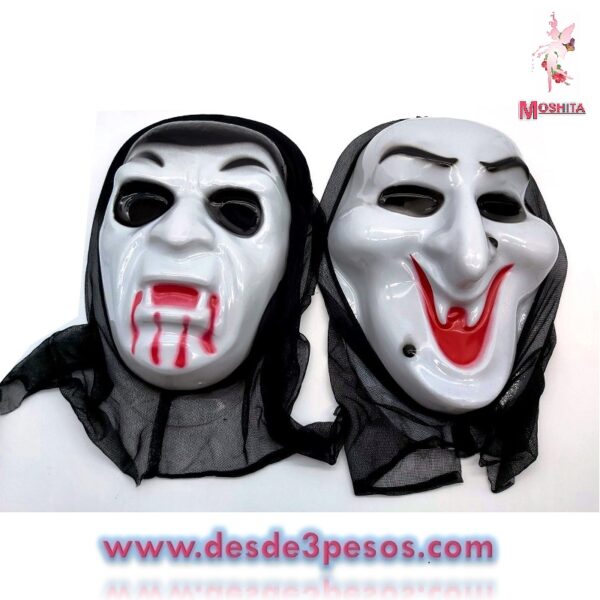 Mascaras para Halloween con Velo en Tres Modelos Diferentes 30cm. Aprox. - Imagen 2