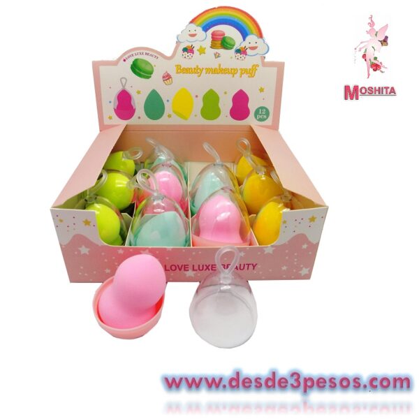 Esponja para Maquillaje en Estuche de plastico 7 x 5 aprox. 4 tonos diferentes - Imagen 2